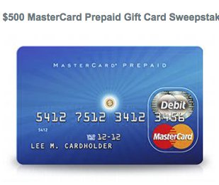 $500 MasterCard Prepaid Gift Card Sweepstakes