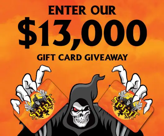 $500 Spirit Halloween Gift Card Sweepstakes - $500 Gift Card, 26 Winners