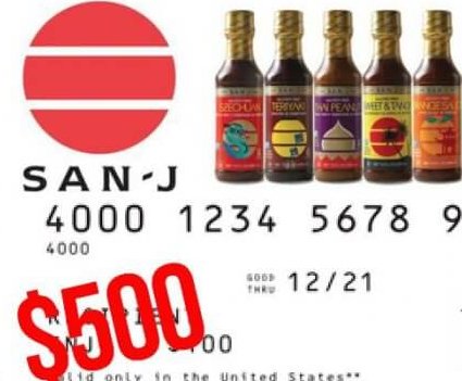 $500 Visa Card and San J Giveaway