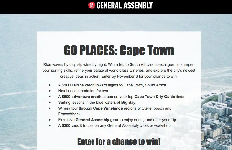 $5,000 Trip to Cape Town! Win It!