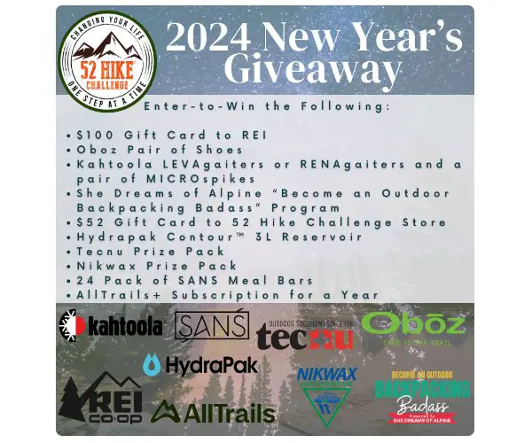 52 Hike Challenge 2024 New Year's Giveaway - Win Gift Cards, Prize Packs And More