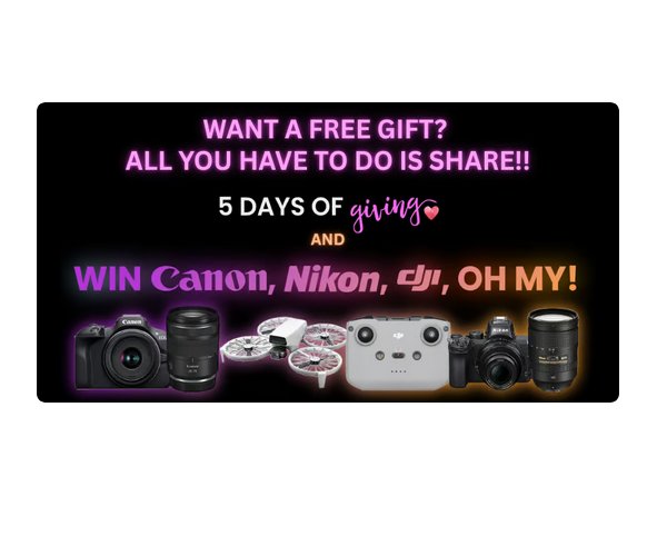 5DayDeal 5 Days Of Giving FREE STUFF For Creatives - Win A Brand New Camera