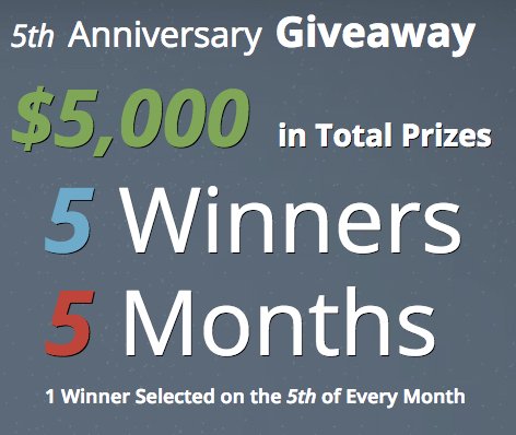 5th Anniversary Cash Giveaway