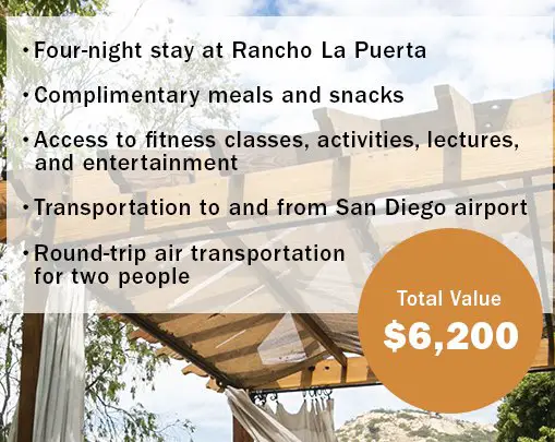$6,200 Town & Coundtry Rancho La Puerta Sweepstakes