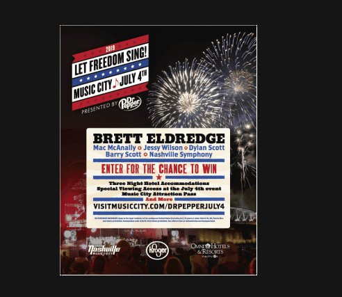 $7,100 Let Freedom Sing! Music City July 4th presented by Dr Pepper Giveaway