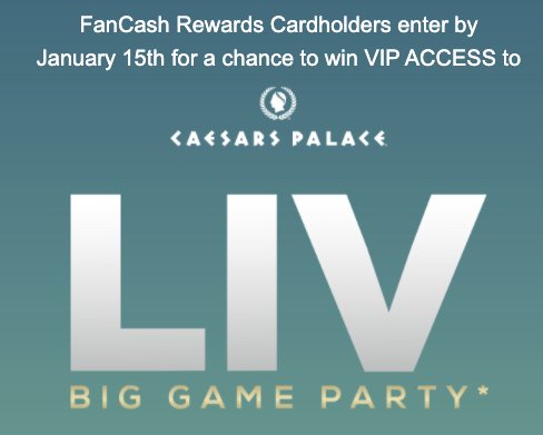 $7,500 FanCash Rewards Card Big Game Day