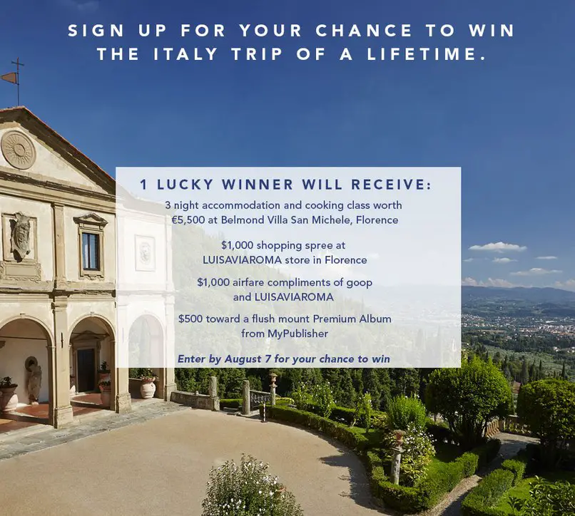The $7000 Italian Trip Giveaway!
