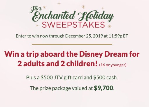 $9,700 Jtv’s Enchanted Holiday Sweepstakes