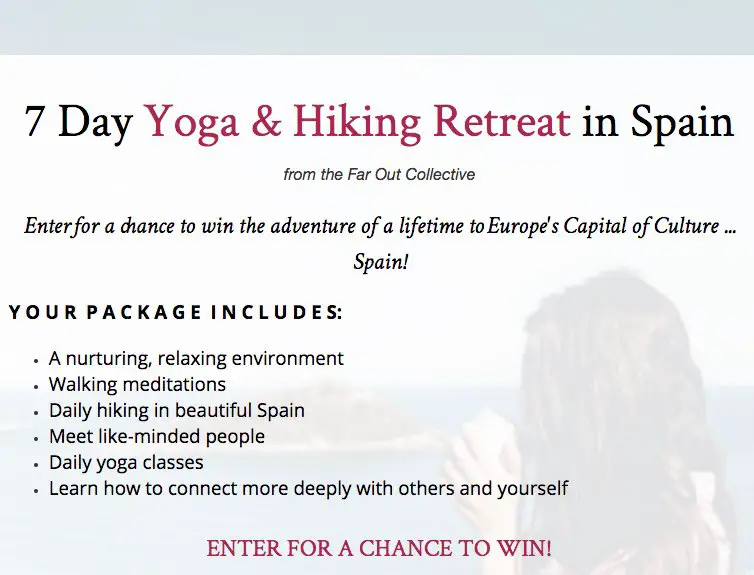 A Yoga and Hiking Retreat in Spain Sweepstakes