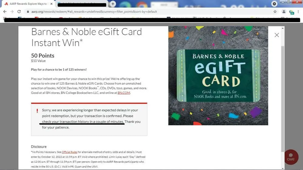 AARP Rewards Barnes & Noble Gift Card Giveaway - Win A $15 Barnes & Noble eGift Card (125 Winners)