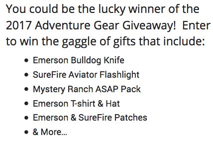 Adventure Gear Sweepstakes