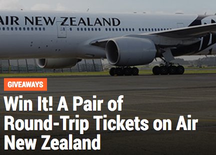 Air New Zealand Sweepstakes