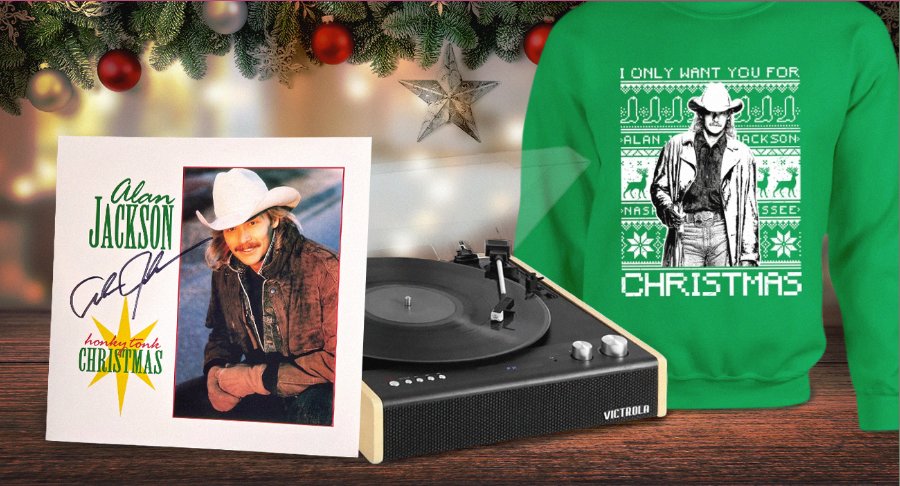 Alan Jackson Giveaway – Win A Record Player, Christmas Sweater, & A Copy Of Honky Tonk Christmas On Vinyl