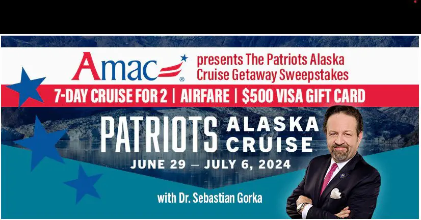 Alaska Cruise Getaway Sweepstakes – Win A 7 - Day Trip For 2 On The Patriots Alaska Cruise