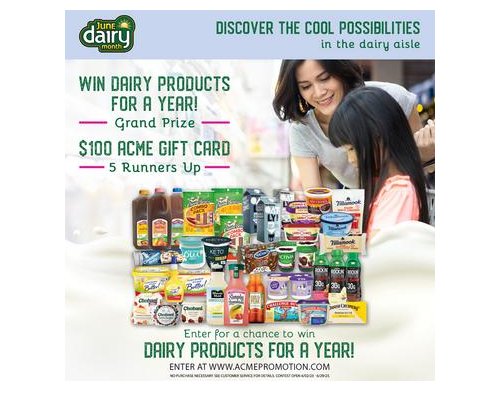 Albertsons June Dairy Month Sweepstakes - Win A $2,600 ACME Gift Card