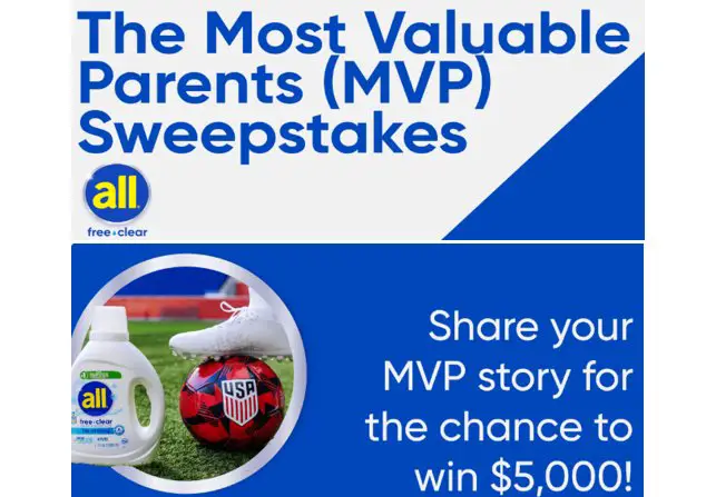 All MVP Sweepstakes – Win $5,000 for Soccer Expenses + All Free & Clear Products