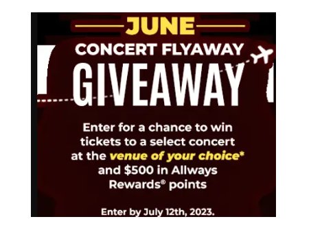 Allegiant Allways Exclusive June Concert Flyaway Giveaway – Win A Trip For 2 To A Concert Of Your Choice