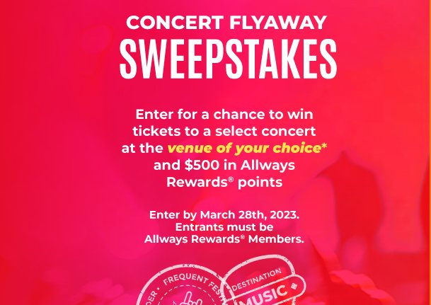 Allegiant Allways March 2023 Concert Flyaway Giveaway – Win Free Concert Tickets & More