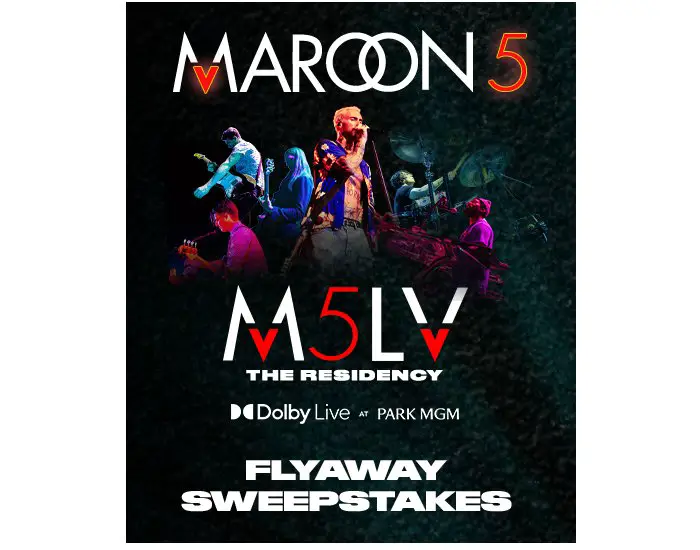 Allegiant Las Vegas Residency 1 Flyaway Sweepstakes - Win Two Tickets to a Maroon 5 Concert and More