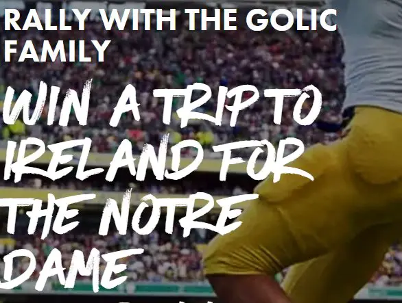 Alltroo Trip to Ireland Sweepstakes – Win A Trip To Dublin To Cheer On Notre Dame, Airfare and Hotel Room For 2 + More