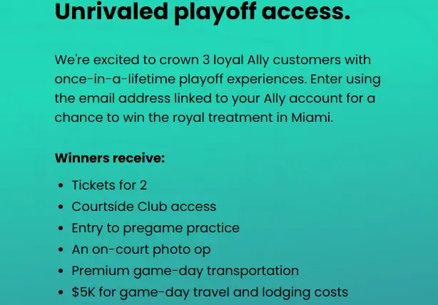 Ally X Unrivaled Sweepstakes – Win A Once-In-A-Lifetime Basketball Playoff Experience (3 Winners)