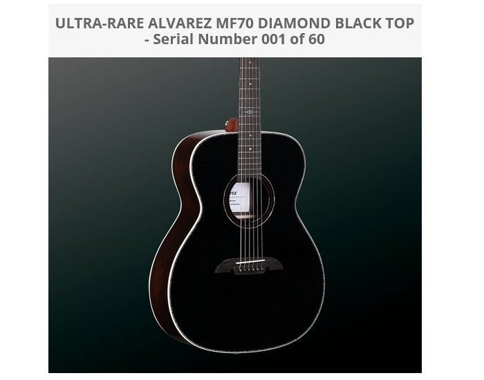 Alvarez Guitars MF70 Giveaway - Win An Ultra-Rare Alvarez MF70 Diamond Black Top Acoustic Guitar