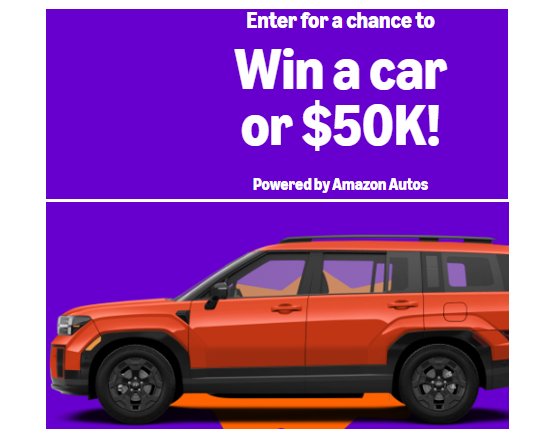 Amazon Haul Car Sweepstakes - Win a Brand New Car or $50,000 Cash