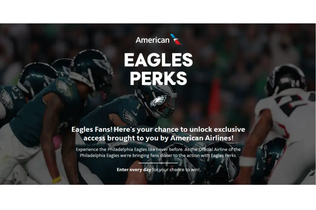 American Airlines Eagles Perks: Ultimate Game Day Experience Sweepstakes - Win A Trip For Two To An Eagles Regular Season Game