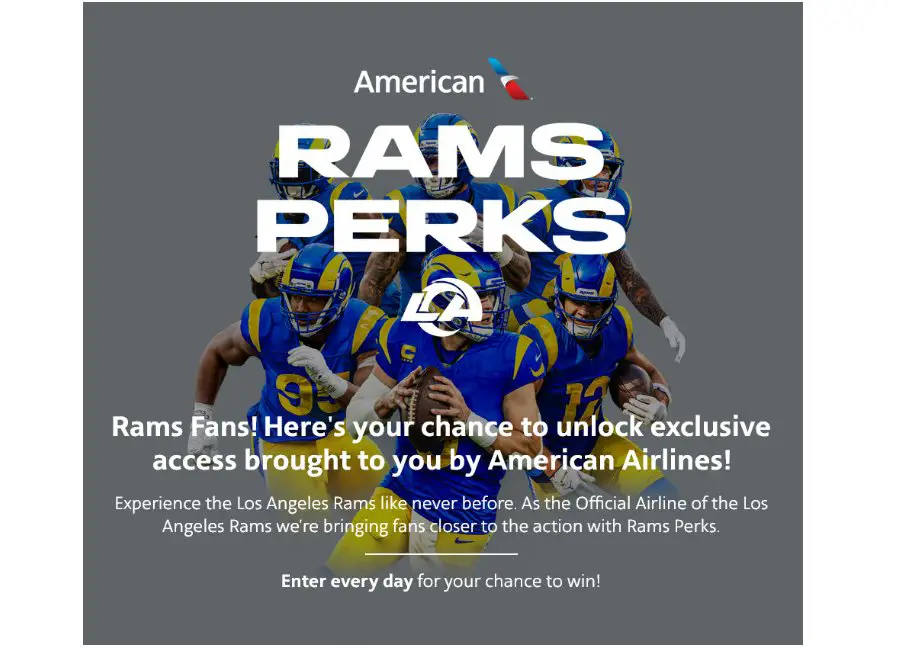 American Airlines First Class Flights To An Away Game Of Choice Sweepstakes - Win A Trip For Two To An Away LA Rams Game