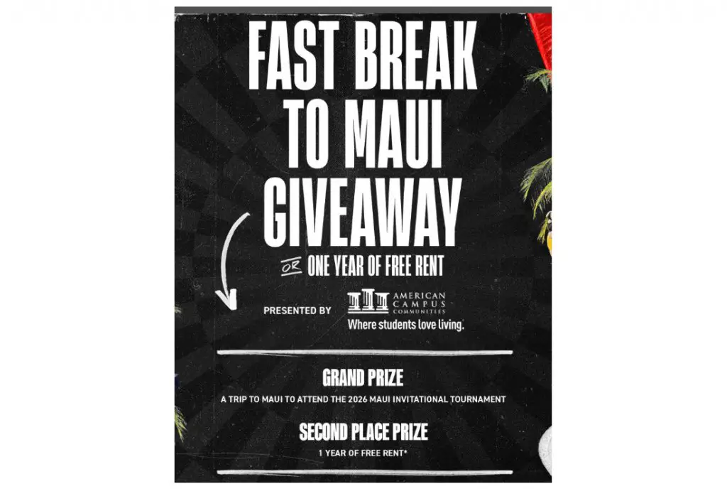 American Campus Community Fast Break To Maui Giveaway Sweepstakes - Win A Trip For Two To The Maui Invitational