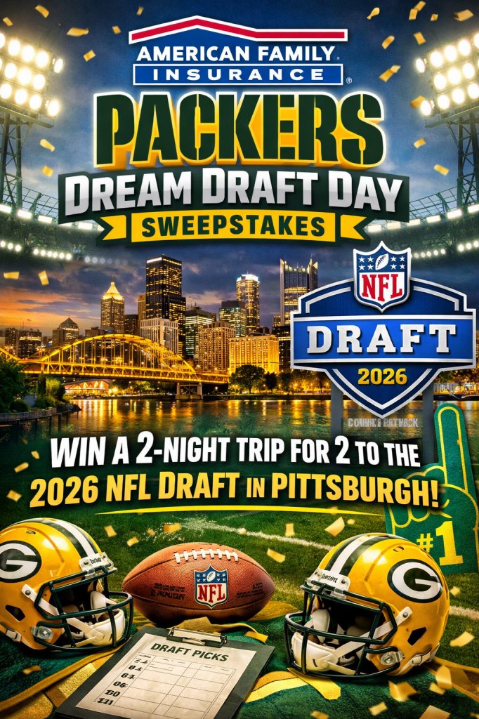 American Family Insurance Packers Dream Draft Day Sweepstakes – Win A 2-Night Trip For 2 To The 2026 NFL Draft In Pittsburgh