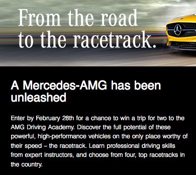 AMG Driving Academy Sweepstakes
