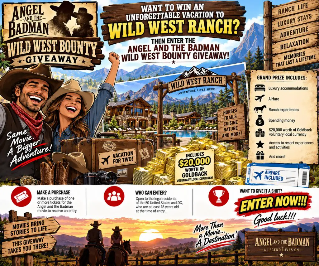 Angel And The Badman Wild West Bounty Giveaway – Win A Wild West Ranch Vacation For 2
