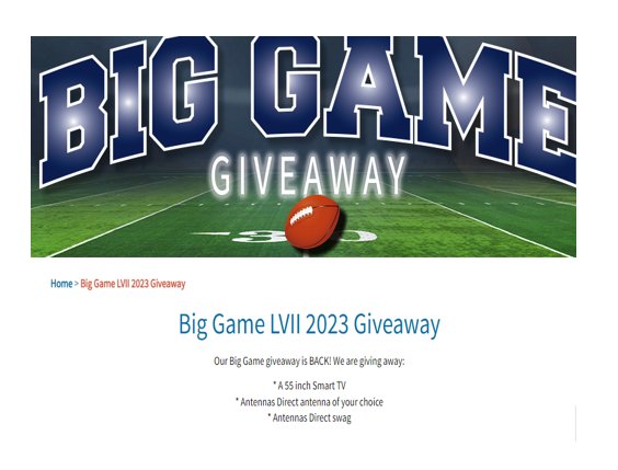 Antennas Direct Big Game Giveaway - Win a 55" Smart TV, Antenna & More
