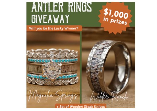 Antler Rings Dream Wedding Set Giveaway - Win Wedding Rings & Steak Knives