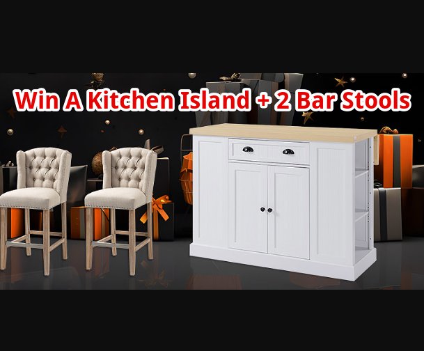 Aosom Black Friday Giveaway - Win A Kitchen Island + 2 Bar Stools
