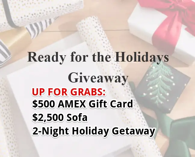 Apartment Therapy Ready For The Holidays Giveaway - $500 AMEX Gift Card, $2,500 Sofa + 2-Night Holiday Getaway Up For Grabs
