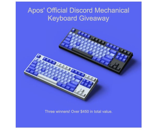 Apos Official Discord Mechanical Keyboards Giveaway - Win A TKL Mechanical Keyboard (3 Winners)