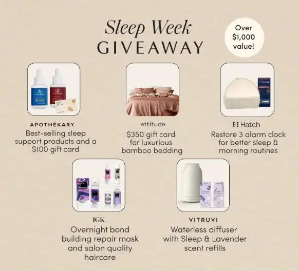 Apothekary “The Ultimate Sleep Week” Giveaway - Win A $2,700 Sleep Reset Prize Package
