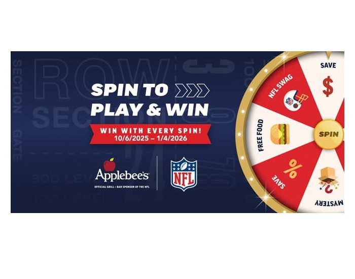 Applebee's 2025 NFL Digital Game Giveaway - Win A Smart TV With Applebee's Gift Card & More