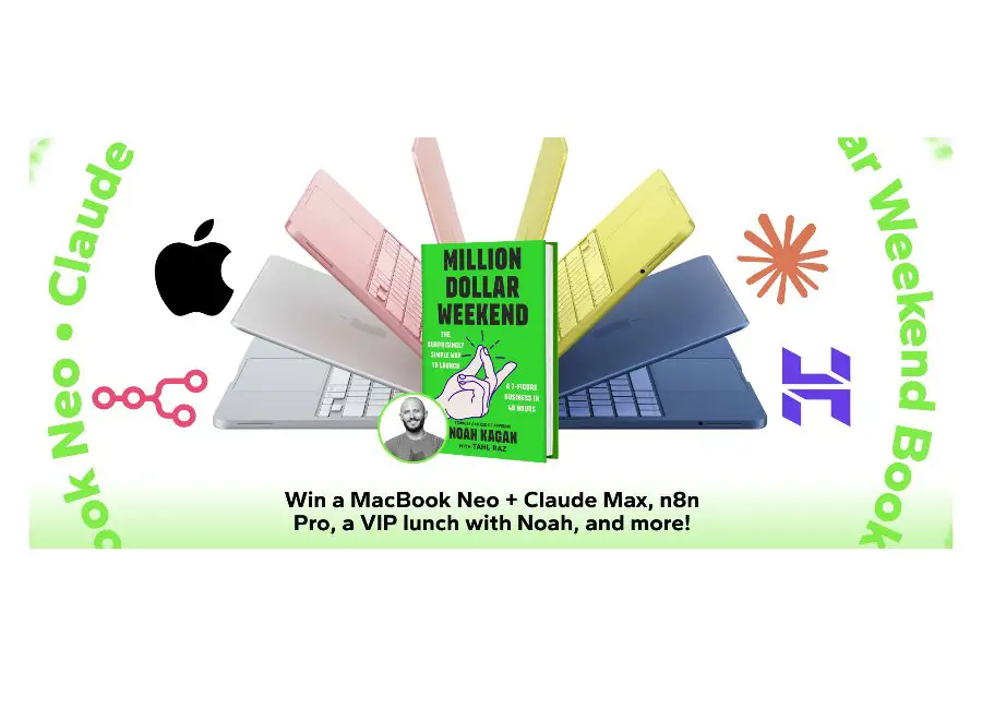 AppSumo Million-Dollar Business Giveaway - Win A MacBook Neo, A Taco Lunch With Noah Kagan & More