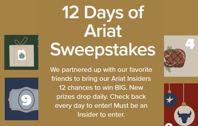 Ariat 12 Days of Sweepstakes - Win 1 of 12 daily prizes