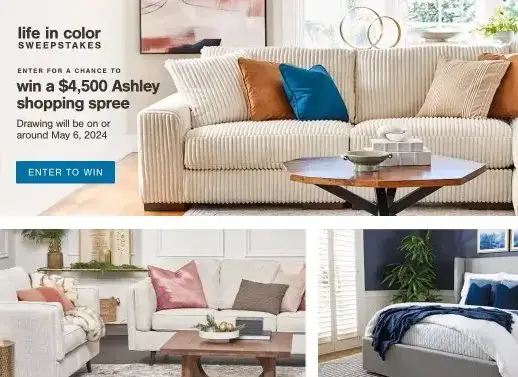 Ashley Life In Color Sweepstakes – Win A $4,500 Ashley Furniture Gift Card