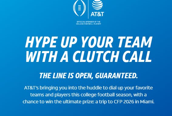AT&T 2025 Clutch Calls Sweepstakes - Win a trip to CFP 2026 in Miami