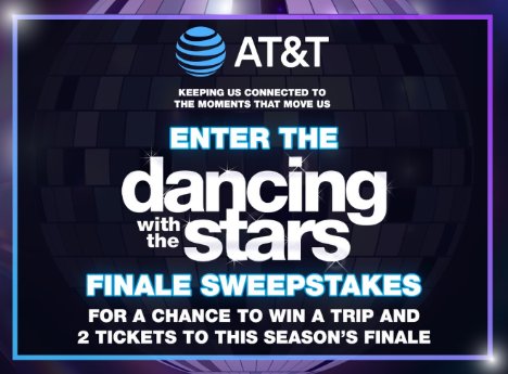 AT&T Dancing With The Stars Finale Sweepstakes - Win A Trip For 2 To The Dancing With The Stars Season Finale