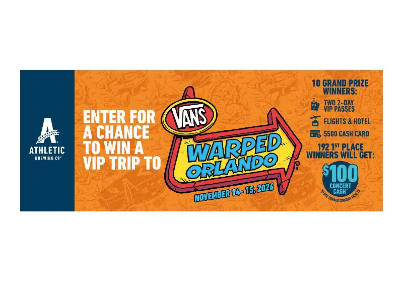 Athletic Brewing Company Ready to Rock Sweepstakes - Win A VIP Trip For Two To Vans Warped Tour