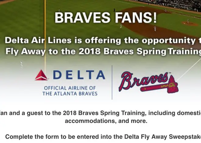Atlanta Braves Fly Away Sweepstakes