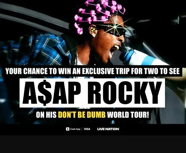 Audacy A$AP Rocky National Flyaway Sweepstakes - Win a trip for 2 to see rapper A$AP Rocky live in concert