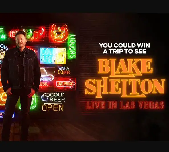 Audacy Blake Shelton in Las Vegas Flyaway Giveaway - Win a trip for 2 to see Blake Shelton live in concert in Vegas