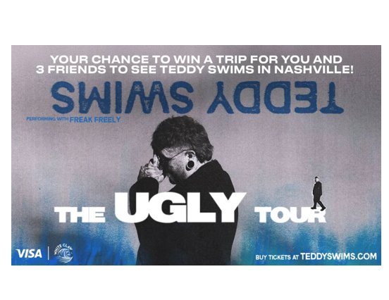 Audacy Teddy Swims Flyaway to Nashville National Contest - Win a Trip for 4 to a Teddy Swims Concert in Nashville.